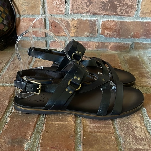 Franco Sarto Quello Black Leather Gladiator Style Sandals - Picture 3 of 8